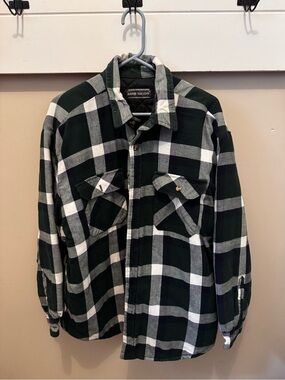 David Taylor Green and White Plaid Shirt Jacket